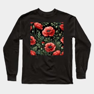 Red Poppy Flower Long Sleeve T-Shirt